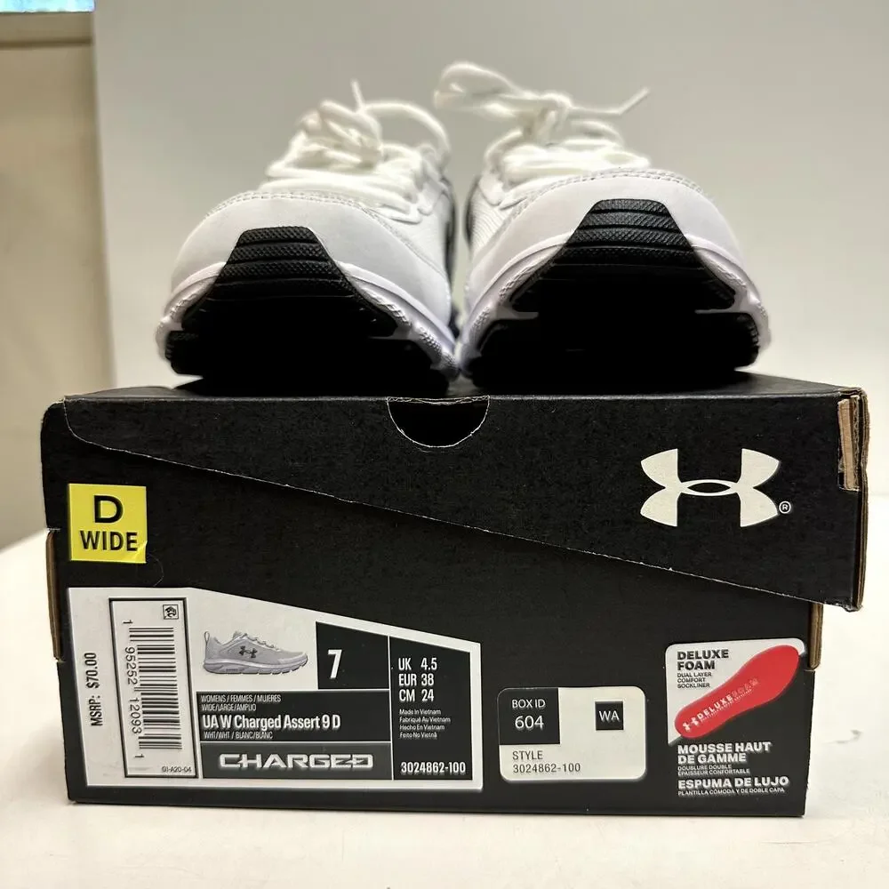 NIB NOS Under Armour W Charged Assert 9 White Sneaker Mesh Runner 7 Wide (D) - Picture 9 of 9